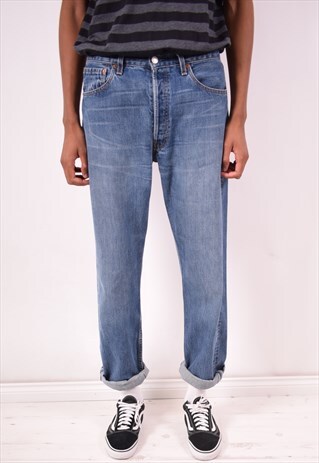 LEVI'S 501 MENS VINTAGE JEANS W34 L34 BLUE 90S