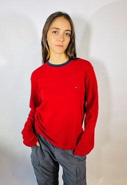 Vintage Size Large Tommy Hilfiger Long Sleeve T Shirt In Red