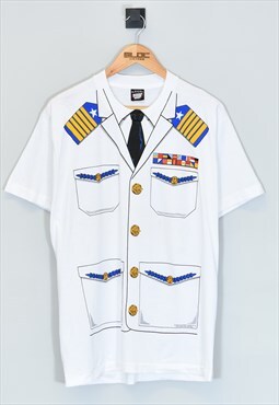 Vintage 1990's Captain Graphic T-Shirt White XLarge