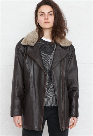 VINTAGE BROWN LEATHER JACKET COAT