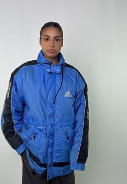 Blue 90s Adidas Embroidered Puffer Jacket Coat