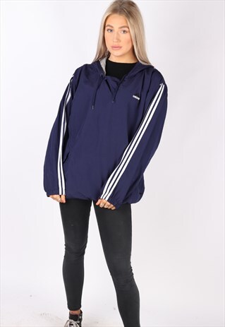 VINTAGE OVERSIZED NAVY BLUE L XL HOODIE JACKET SWEATSHIRT