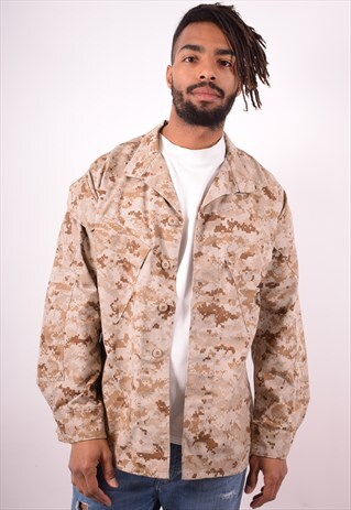 MENS VINTAGE MILITARY JACKET LARGE BROWN 90S