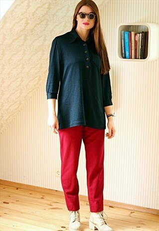 VINTAGE LONG BLACK BLOUSE