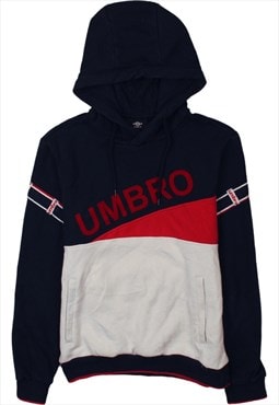 Vintage 90's Umbro Hoodie Spellout Pullover Navy Blue Medium