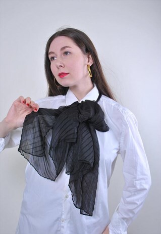 WOMEN VINTAGE BLACK EVENING TRANSPARENT SHAWL