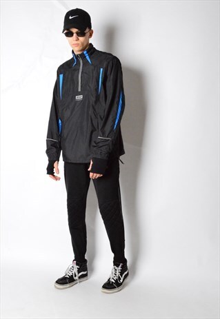 VINTAGE 90S BLACK 1/2 ZIPPER LIGHTWEIGHT SPORTS JACKET