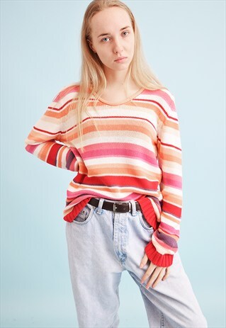 90'S RETRO STRIPED KNITTED TEEN JUMPER TOP