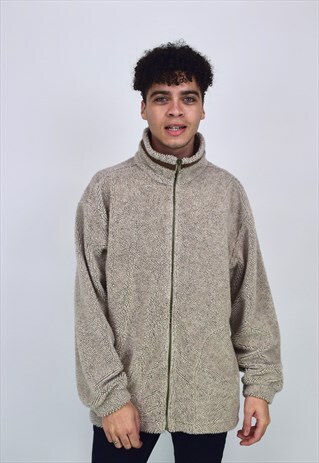 VINTAGE 90'S COLUMBIA BEIGE ZIP-UP FLEECE