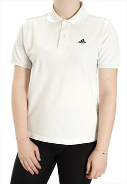 Adidas Vintage White Polo Shirt Womens