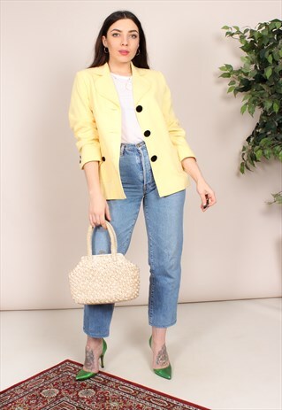 VINTAGE 80S YELLOW BLAZER JACKET