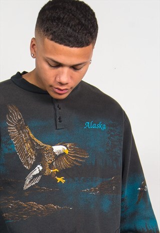 90'S SWEATSHIRT EAGLE PRINT ALASKA