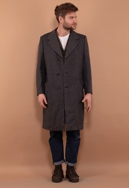 Vintage 70's Men Pure New Wool Coat in Grey