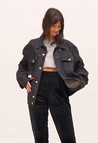BLACK VERSACE JEANS COUTURE DENIM JACKET