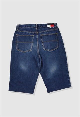 VINTAGE 90S TOMMY HILFIGER DENIM SHORTS IN NAVY BLUE