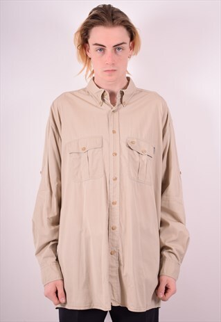 CAMEL ACTIVE MENS VINTAGE SHIRT XXL BEIGE 90S