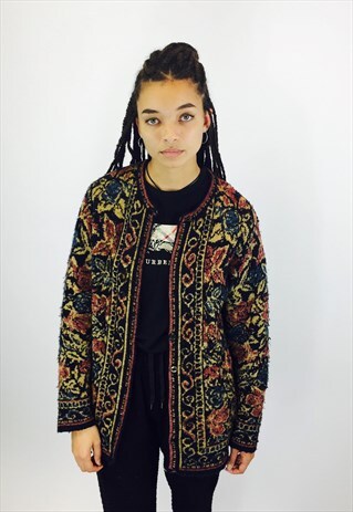 GORGEOUS FLORAL BOHO KNITTED CARDIGAN