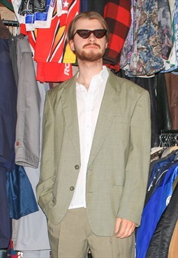 Vintage 90s classic plaid blazer in khaki / beige