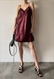 Y2K 00S VINTAGE LACE PRINT CAMI DRESS IN MAROON