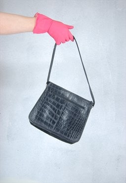 Vintage y2k rave leather glam fun snake handbag in black 