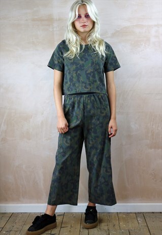 CAMO CROP PANTS AND BOX TOP CO-ORDINATES