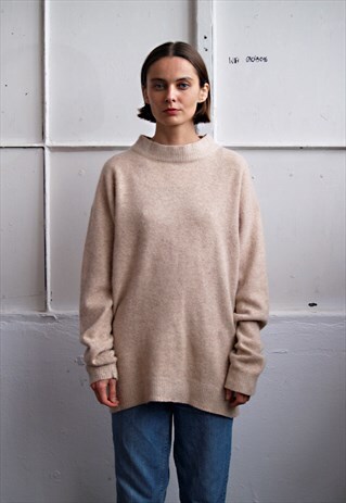 VINTAGE 80' BEAUTIFUL BEIGE JUMPER WITH TURTLENECK