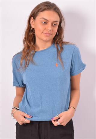 VINTAGE POLO RALPH LAUREN T-SHIRT TOP BLUE