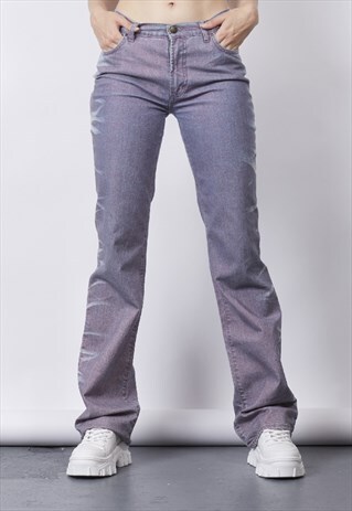 VINTAGE Y2K CAVALLI PURPLE TIE-DYE GLITTER STRAIGHT JEANS