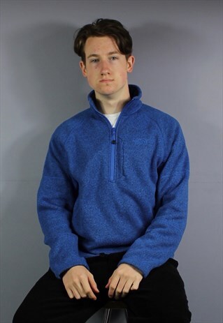 VINTAGE THE NORTH FACE 1/4 ZIP FLEECE SWEATSHIRT IN BLUE WIT
