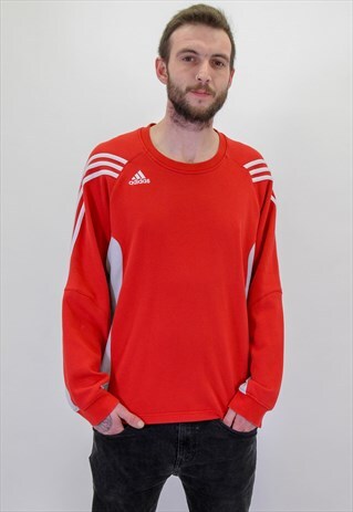 VINTAGE ADIDAS SWEATER IN RED LARGE