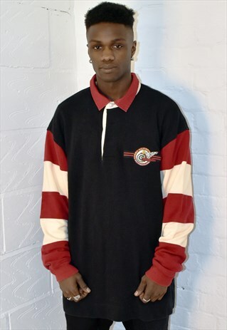 VINTAGE 90S TOMMY HILFIGER MOTORCYCLE LONG SLEEVE POLO