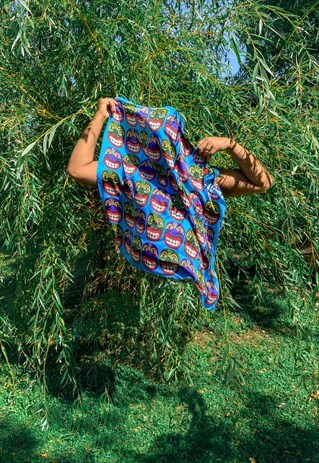 SQUARE SATIN WATER EARTH DEVIL SCARF