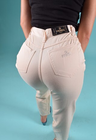 FENDI BEIGE TAPERED LEG TROUSERS