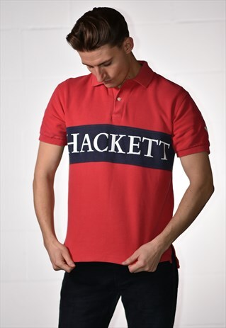 VINTAGE EARLY 00S HACKETT SPELLOUT POLO SHIRT