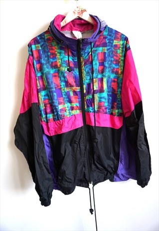 VINTAGE WINDBREAKER RAINCOAT SPORTS JACKET WITH HOOD PARKA