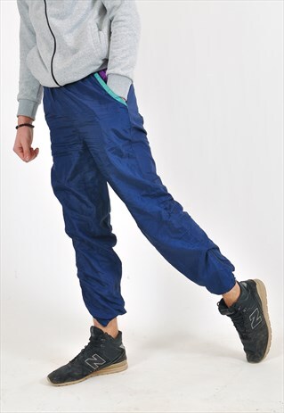 VINTAGE SHELL JOGGERS IN BLUE
