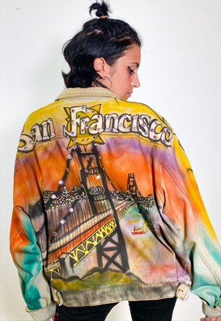 VINTAGE 90S SAN FRANCISCO BEADED RARE JACKET