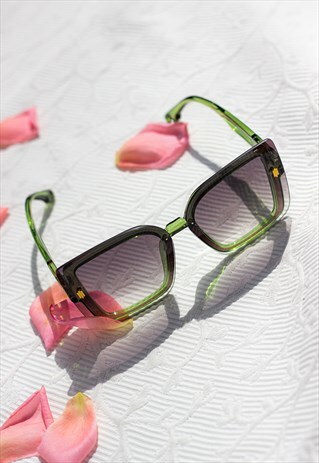 Transparent Green Front Lens Glitter Butterfly Sunglasses