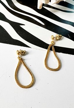 1980's Gold Chain Loop Earrings