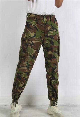 VINTAGE CAMO MILITARY TROUSERS GREEN W31