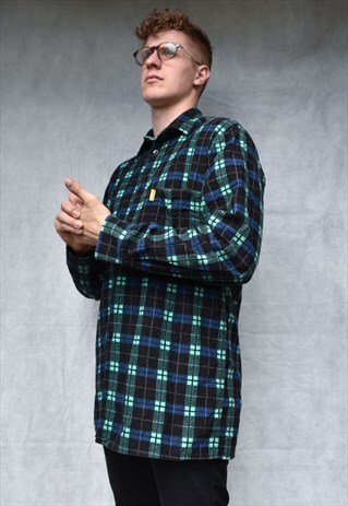 VINTAGE PATTERN FLEECE SHIRT SIZE L