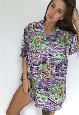 PATTERNED OVERSIZED RETRO VINTAGE UNISEX FESTIVAL SHIRT