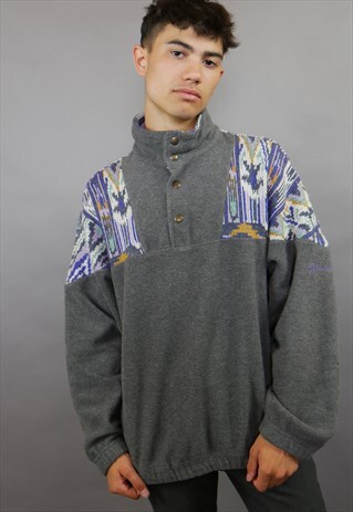 GREY SERGIO TACCHINI 1/4 ZIP FLEECE WITH KNITTED DETAIL