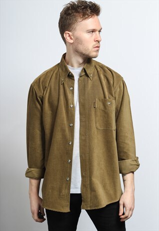 VINTAGE CORDUROY CORD SHIRT BROWN