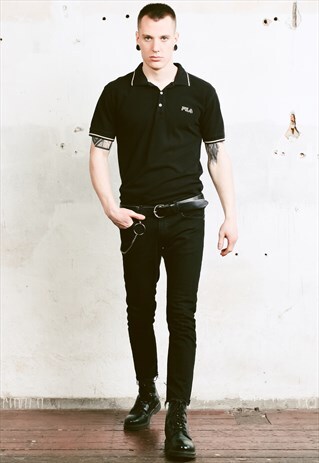 VINTAGE 90S FILA BLACK POLO SHIRT