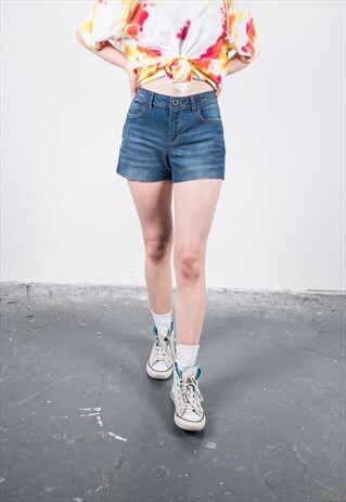 VINTAGE 1990S BLUE CUT OFF DENIM SHORTS