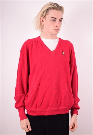 LACOSTE MENS VINTAGE JUMPER SWEATER XL PINK 90S