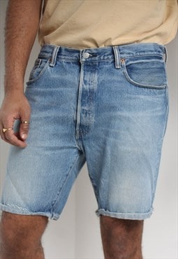 Vintage Levis 501 Cut Off Denim Shorts Blue Size W36