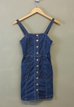 Vintage Y2K Denim Mini Dress Blue Button Up 