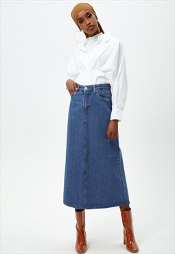 Blue Denim Maxi Skirt